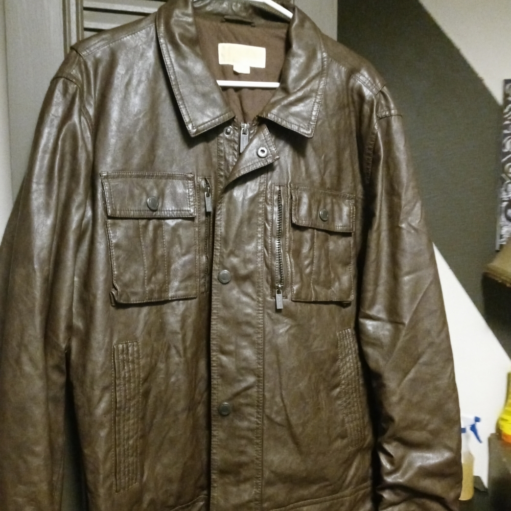 Michael Kors mens Leather bomber jacket size XL